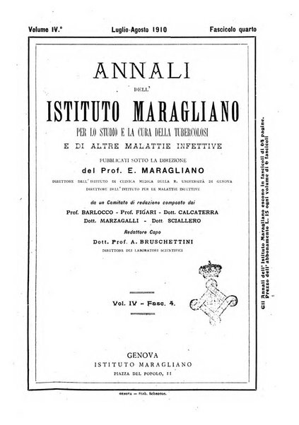 Annali dell'Istituto Maragliano per lo studio e la cura della tubercolosi e di altre malattie infettive