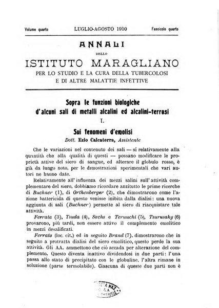 Annali dell'Istituto Maragliano per lo studio e la cura della tubercolosi e di altre malattie infettive