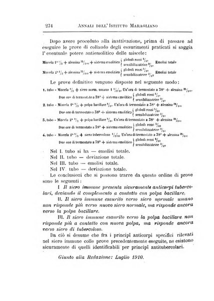 Annali dell'Istituto Maragliano per lo studio e la cura della tubercolosi e di altre malattie infettive