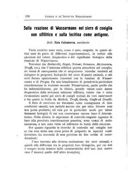 Annali dell'Istituto Maragliano per lo studio e la cura della tubercolosi e di altre malattie infettive