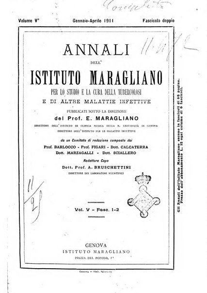 Annali dell'Istituto Maragliano per lo studio e la cura della tubercolosi e di altre malattie infettive