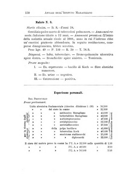 Annali dell'Istituto Maragliano per lo studio e la cura della tubercolosi e di altre malattie infettive