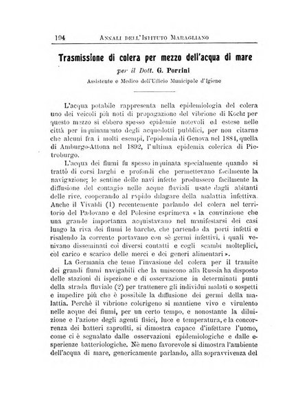 Annali dell'Istituto Maragliano per lo studio e la cura della tubercolosi e di altre malattie infettive