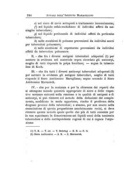 Annali dell'Istituto Maragliano per lo studio e la cura della tubercolosi e di altre malattie infettive