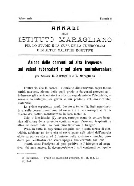 Annali dell'Istituto Maragliano per lo studio e la cura della tubercolosi e di altre malattie infettive