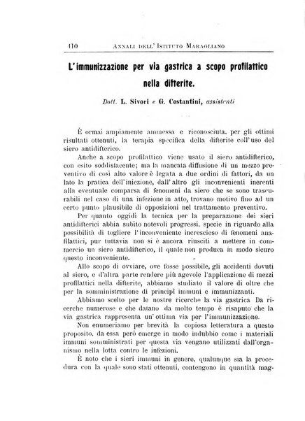 Annali dell'Istituto Maragliano per lo studio e la cura della tubercolosi e di altre malattie infettive