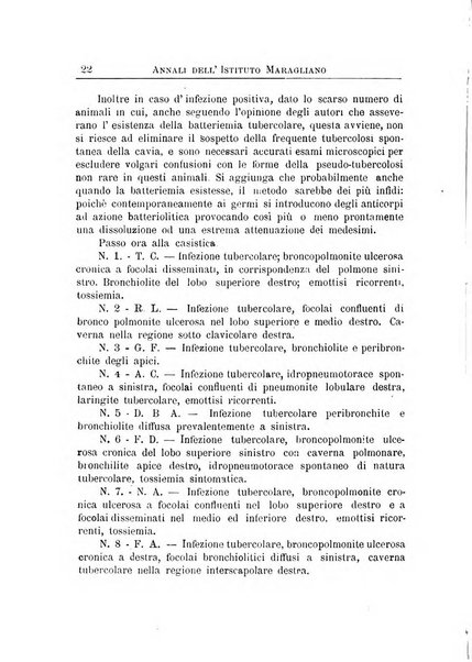 Annali dell'Istituto Maragliano per lo studio e la cura della tubercolosi e di altre malattie infettive