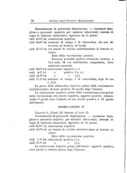 Annali dell'Istituto Maragliano per lo studio e la cura della tubercolosi e di altre malattie infettive