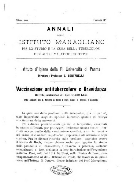 Annali dell'Istituto Maragliano per lo studio e la cura della tubercolosi e di altre malattie infettive