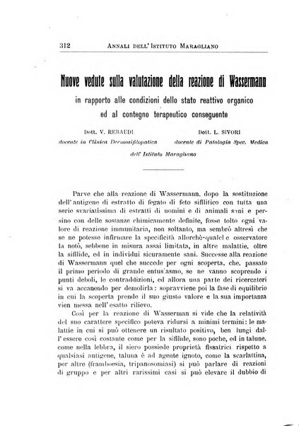 Annali dell'Istituto Maragliano per lo studio e la cura della tubercolosi e di altre malattie infettive