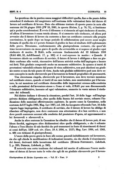 Giurisprudenza comparata di diritto corporativo sindacale e del lavoro