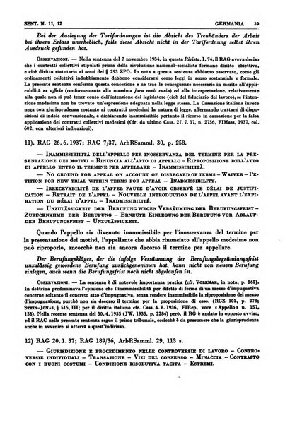 Giurisprudenza comparata di diritto corporativo sindacale e del lavoro