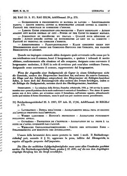 Giurisprudenza comparata di diritto corporativo sindacale e del lavoro