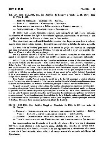 Giurisprudenza comparata di diritto corporativo sindacale e del lavoro