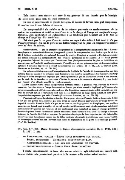 Giurisprudenza comparata di diritto corporativo sindacale e del lavoro