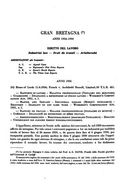 Giurisprudenza comparata di diritto corporativo sindacale e del lavoro