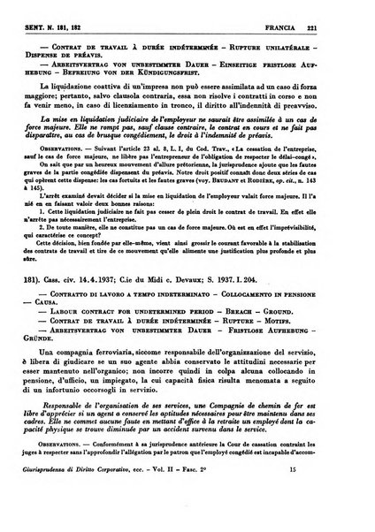 Giurisprudenza comparata di diritto corporativo sindacale e del lavoro