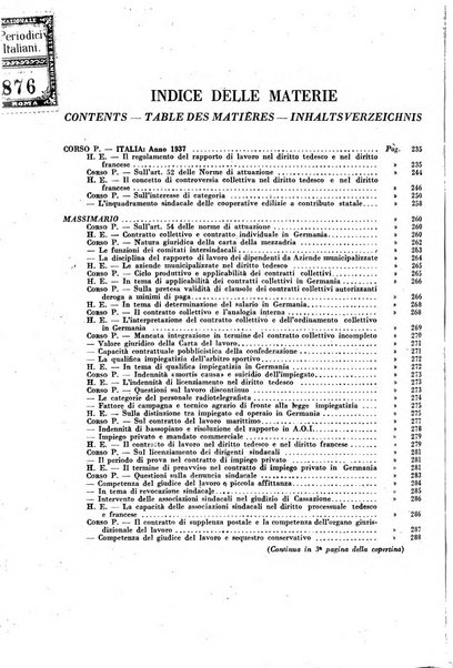 Giurisprudenza comparata di diritto corporativo sindacale e del lavoro