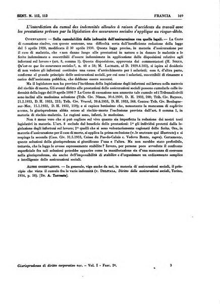 Giurisprudenza comparata di diritto corporativo sindacale e del lavoro