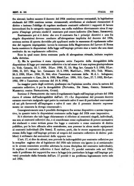 Giurisprudenza comparata di diritto corporativo sindacale e del lavoro