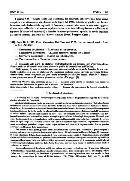 Giurisprudenza comparata di diritto corporativo sindacale e del lavoro