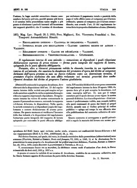 Giurisprudenza comparata di diritto corporativo sindacale e del lavoro