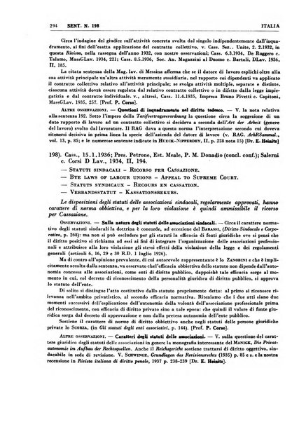 Giurisprudenza comparata di diritto corporativo sindacale e del lavoro