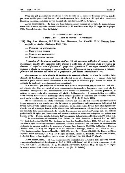 Giurisprudenza comparata di diritto corporativo sindacale e del lavoro