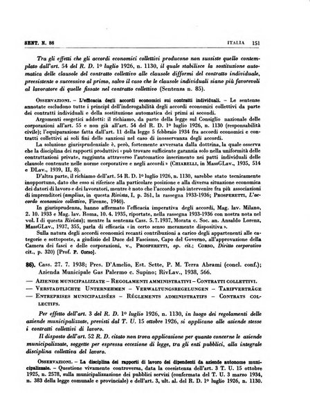 Giurisprudenza comparata di diritto corporativo sindacale e del lavoro