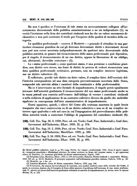 Giurisprudenza comparata di diritto corporativo sindacale e del lavoro