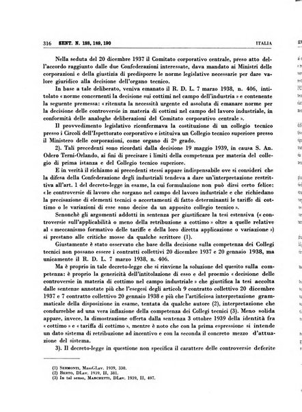 Giurisprudenza comparata di diritto corporativo sindacale e del lavoro