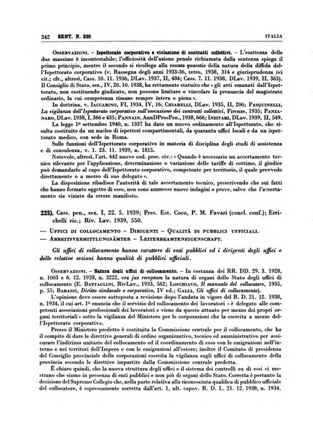 Giurisprudenza comparata di diritto corporativo sindacale e del lavoro