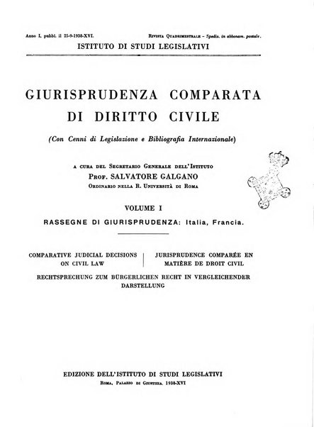 Giurisprudenza comparata di diritto civile con cenni di legislazione e bibliografia internazionale