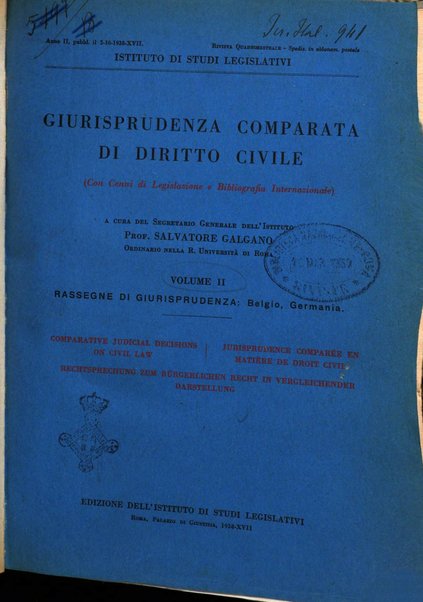 Giurisprudenza comparata di diritto civile con cenni di legislazione e bibliografia internazionale