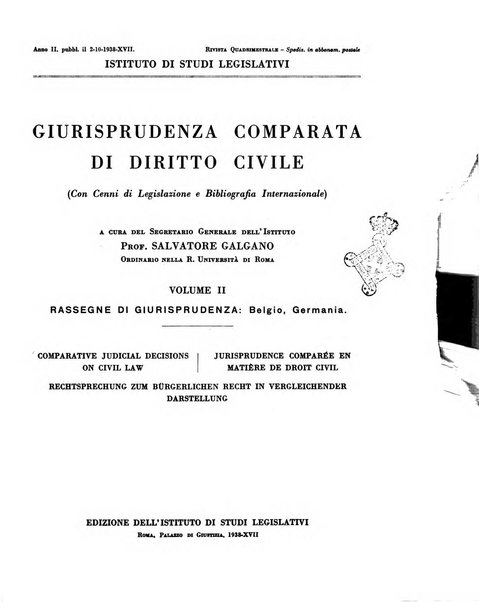 Giurisprudenza comparata di diritto civile con cenni di legislazione e bibliografia internazionale