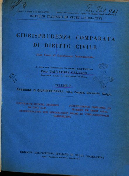 Giurisprudenza comparata di diritto civile con cenni di legislazione e bibliografia internazionale