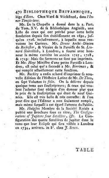 Bibliotheque britannique ou histoire des ouvrages des savans de la Grande Bretagne