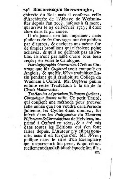 Bibliotheque britannique ou histoire des ouvrages des savans de la Grande Bretagne