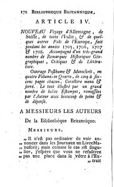 Bibliotheque britannique ou histoire des ouvrages des savans de la Grande Bretagne