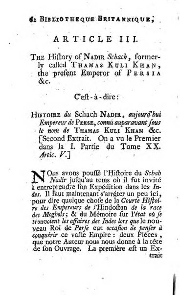 Bibliotheque britannique ou histoire des ouvrages des savans de la Grande Bretagne