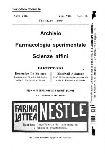 Archivio di farmacologia sperimentale e scienze affini