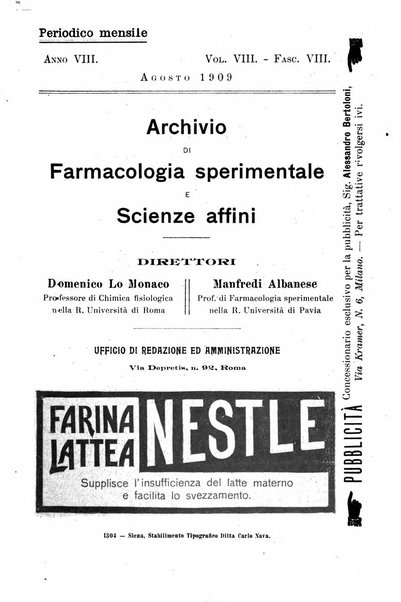 Archivio di farmacologia sperimentale e scienze affini