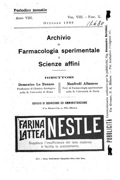 Archivio di farmacologia sperimentale e scienze affini