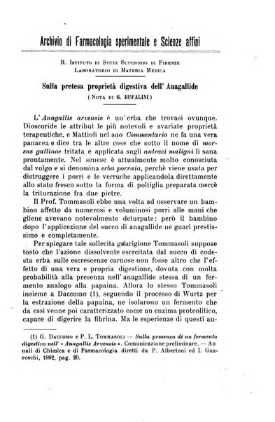 Archivio di farmacologia sperimentale e scienze affini