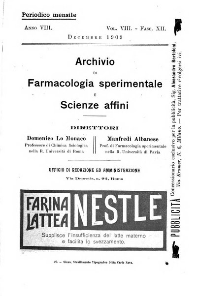 Archivio di farmacologia sperimentale e scienze affini