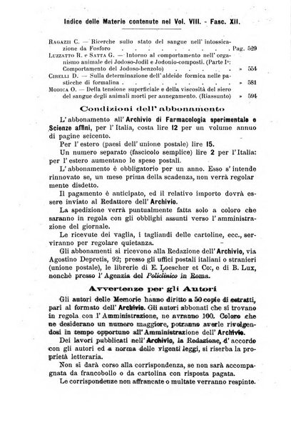 Archivio di farmacologia sperimentale e scienze affini