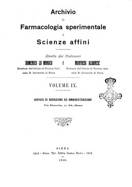 Archivio di farmacologia sperimentale e scienze affini