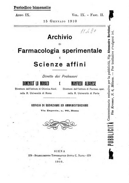 Archivio di farmacologia sperimentale e scienze affini