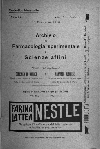 Archivio di farmacologia sperimentale e scienze affini