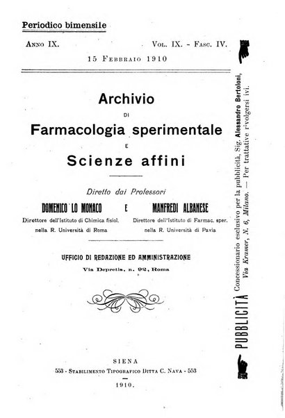 Archivio di farmacologia sperimentale e scienze affini